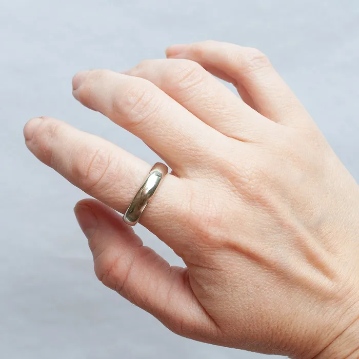 White Gold Half Round Band Lauren Wolf Jewelry Rings