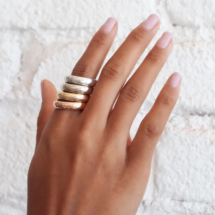 White Gold Half Round Band Lauren Wolf Jewelry Rings