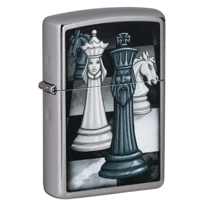 Zippo Windproof Lighter Chess Game Design Street Chrome Finish Refillable 49601 Zippo Necklaces