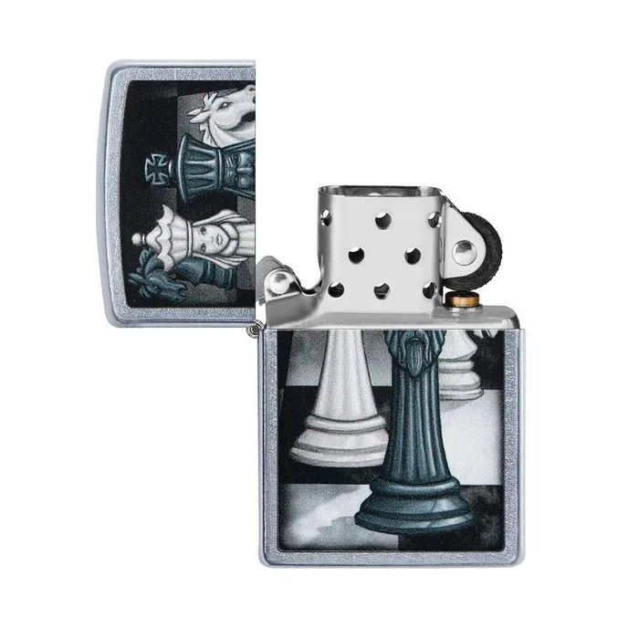 Zippo Windproof Lighter Chess Game Design Street Chrome Finish Refillable 49601 Zippo Necklaces