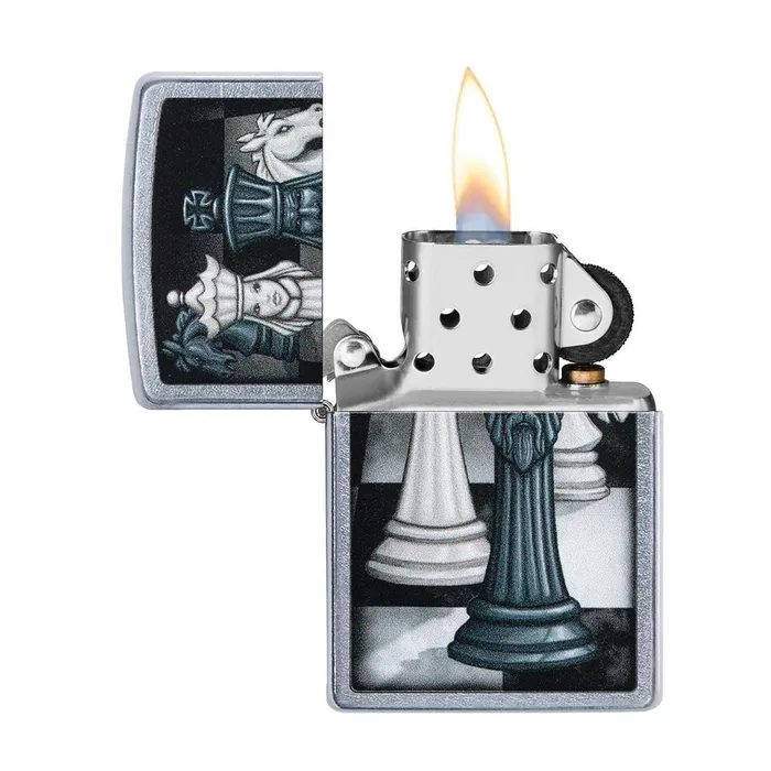 Zippo Windproof Lighter Chess Game Design Street Chrome Finish Refillable 49601 Zippo Necklaces
