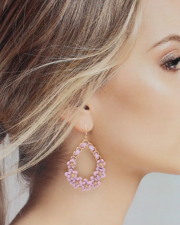 04022024 Floral Pear Shaped Earrings Earrings