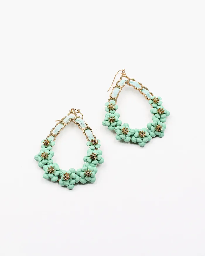 04022024 Floral Pear Shaped Earrings Earrings