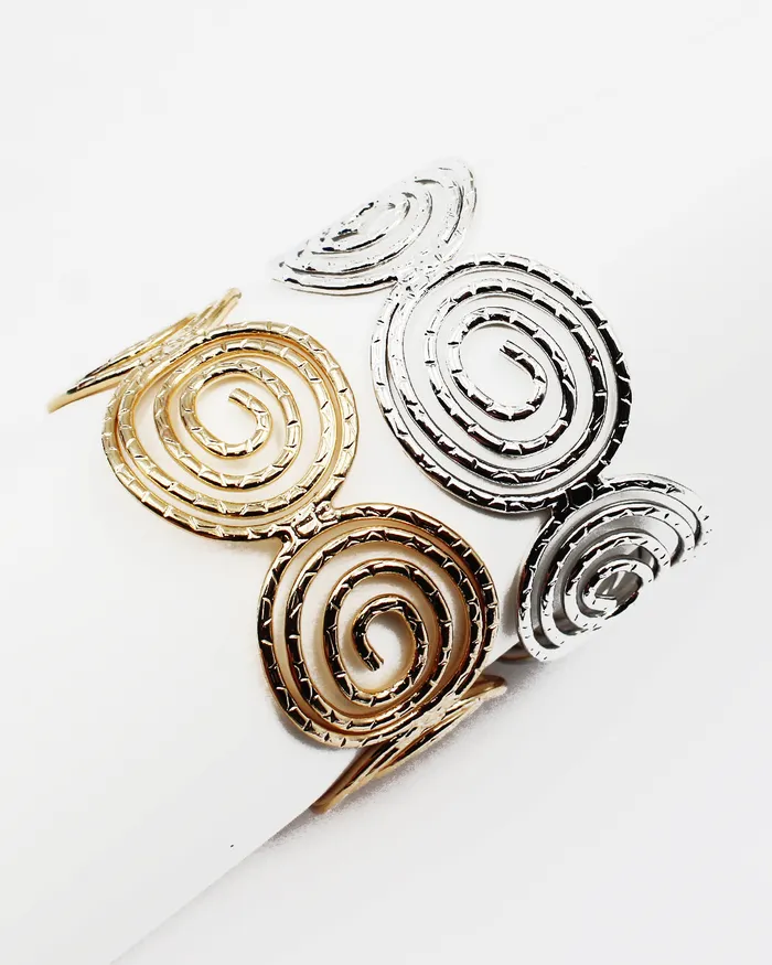 08172023 Bracelets Swirl Patterned Metal Wire Cuff Bracelet