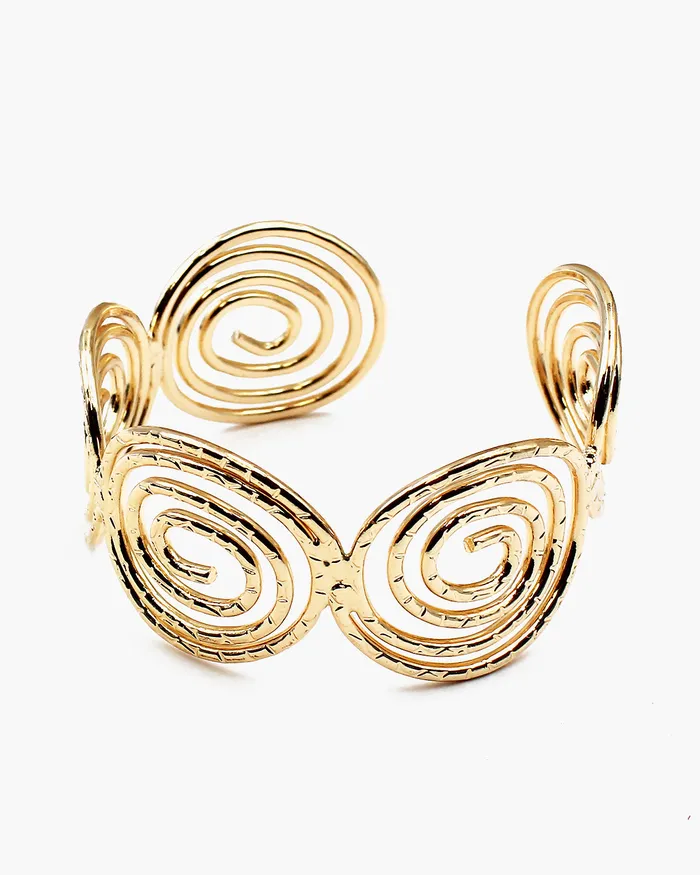 08172023 Bracelets Swirl Patterned Metal Wire Cuff Bracelet