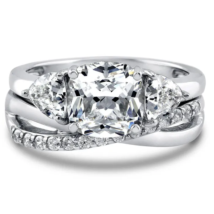 3Stone Infinity 3ct Cushion CZ Ring Set in Sterling Silver BERRICLE Rings