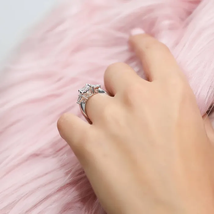 3Stone Infinity 3ct Cushion CZ Ring Set in Sterling Silver BERRICLE Rings