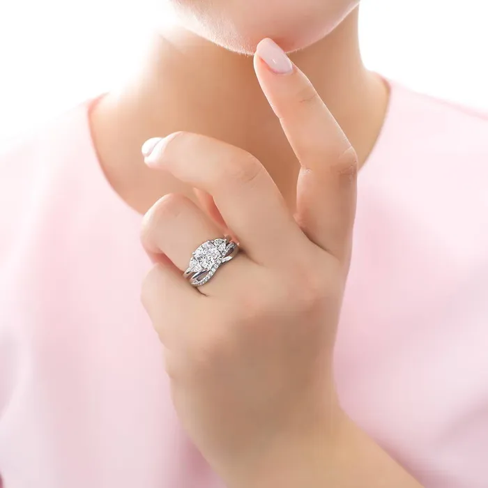 3Stone Infinity 3ct Cushion CZ Ring Set in Sterling Silver BERRICLE Rings