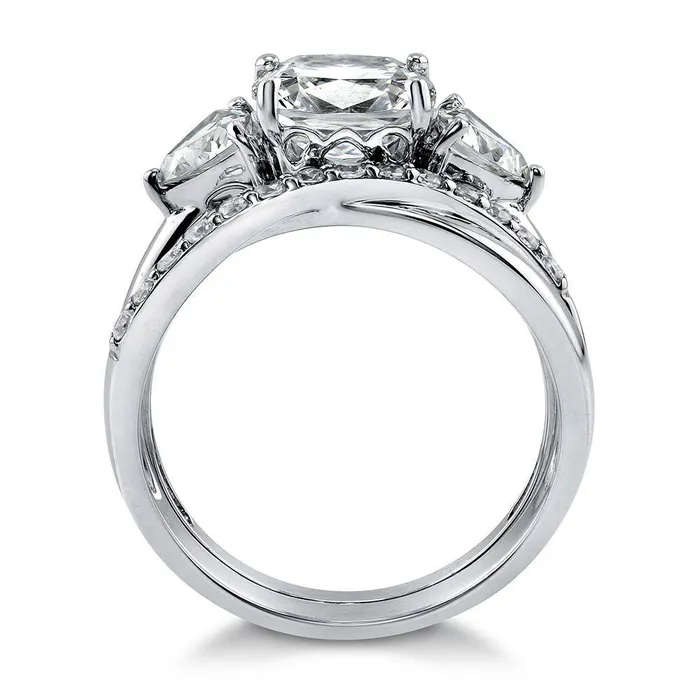 3Stone Infinity 3ct Cushion CZ Ring Set in Sterling Silver BERRICLE Rings