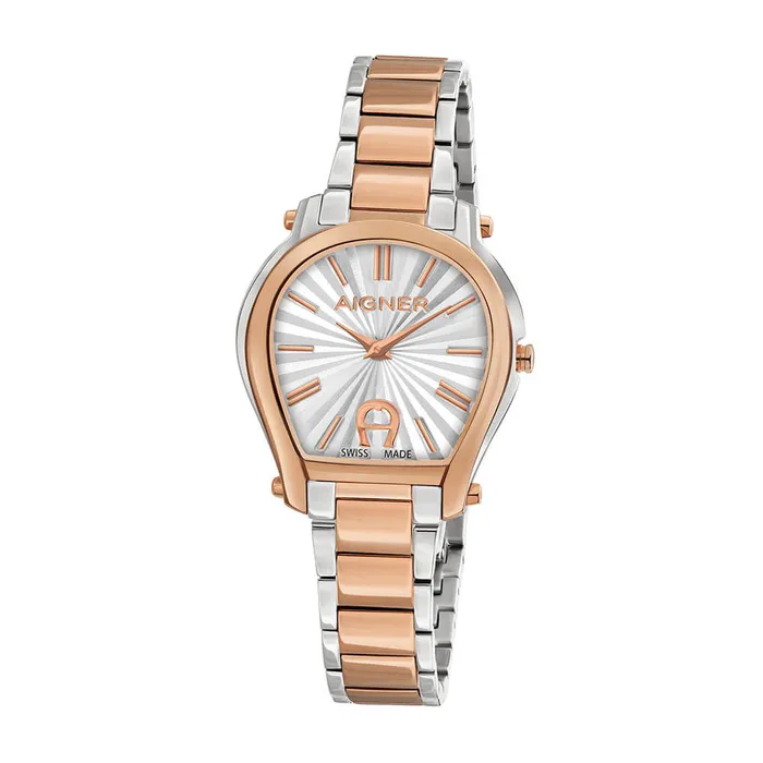 Aigner Bracelets Aigner Priva Womens Silver Dial Stainless SteelRose Gold Case Bracelet Watch