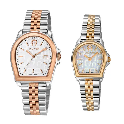 Aigner Earrings Aigner Verona His Her Stainless Steel Rose Gold Pair Watch Set