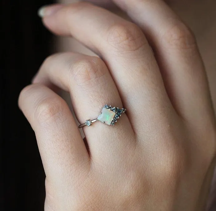 Aimee Square Opal Cluster Ring Capucinne Rings