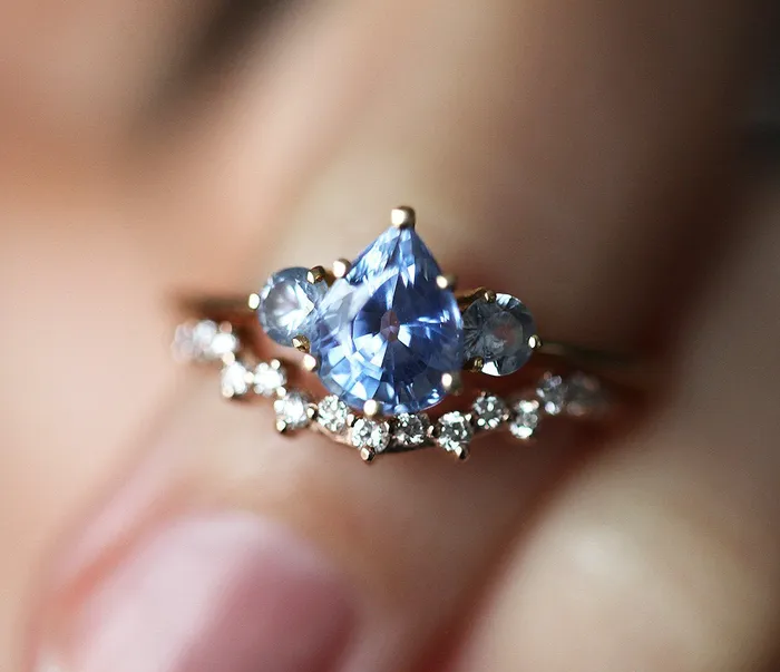 Alva Sapphire Diamond Ring Set Or Diamond Band Capucinne Rings