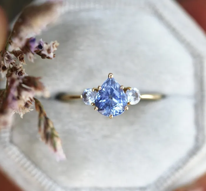 Alva Sapphire Diamond Ring Set Or Diamond Band Capucinne Rings