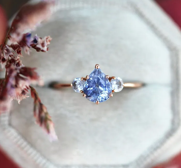 Alva Sapphire Diamond Ring Set Or Diamond Band Capucinne Rings