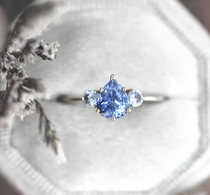 Alva Sapphire Diamond Ring Set Or Diamond Band Capucinne Rings