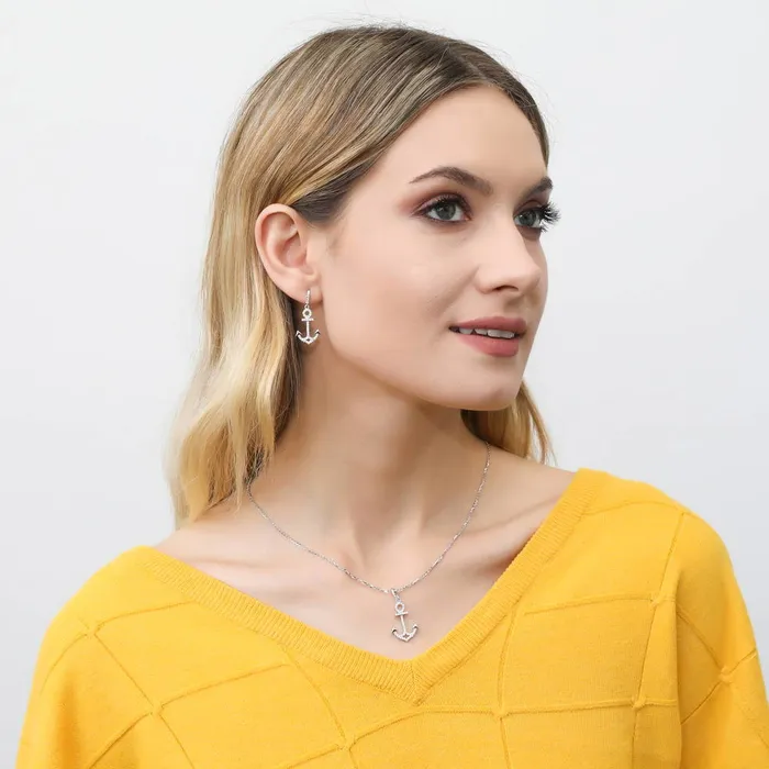 Anchor CZ Necklace and Earrings in Sterling Silver BERRICLE Necklaces