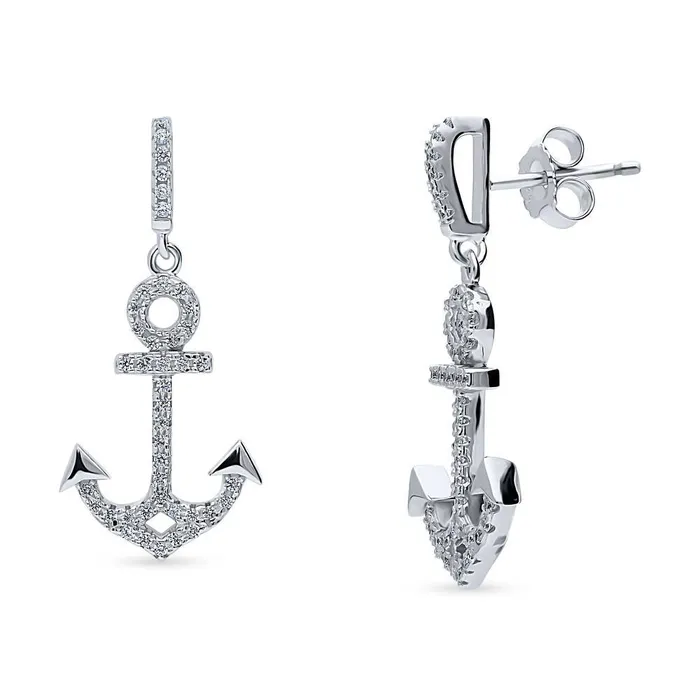 Anchor CZ Necklace and Earrings in Sterling Silver BERRICLE Necklaces