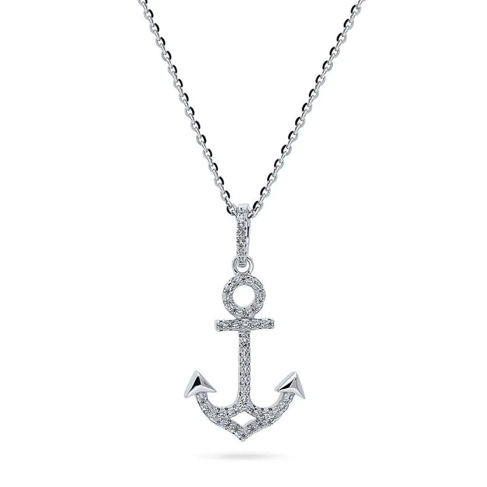 Anchor CZ Necklace and Earrings in Sterling Silver BERRICLE Necklaces