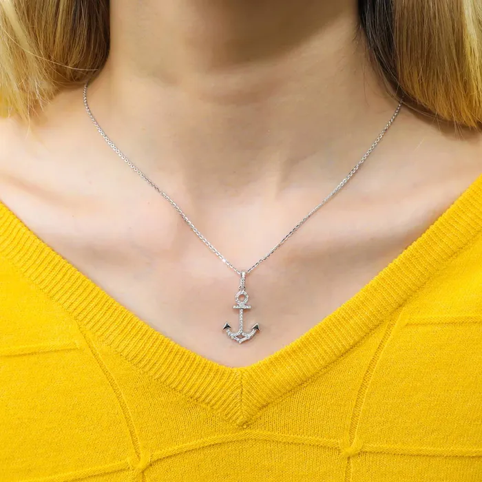 Anchor CZ Necklace and Earrings in Sterling Silver BERRICLE Necklaces