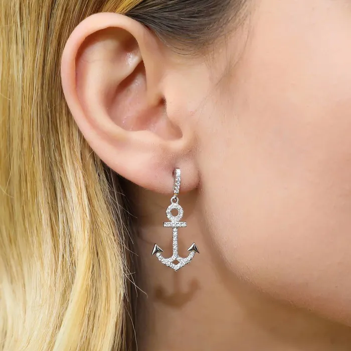 Anchor CZ Necklace and Earrings in Sterling Silver BERRICLE Necklaces