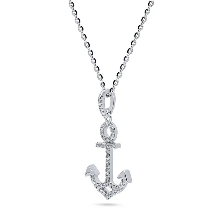 Anchor CZ Necklace and Earrings in Sterling Silver BERRICLE Necklaces
