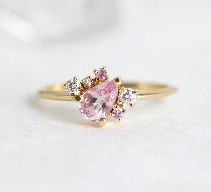 Armani Peach Sapphire Diamond Cluster Ring Capucinne Rings