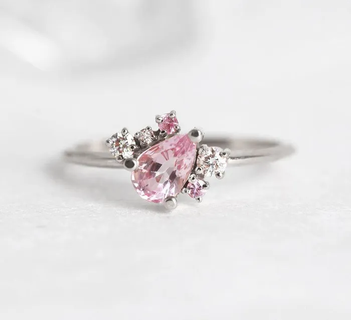 Armani Peach Sapphire Diamond Cluster Ring Capucinne Rings