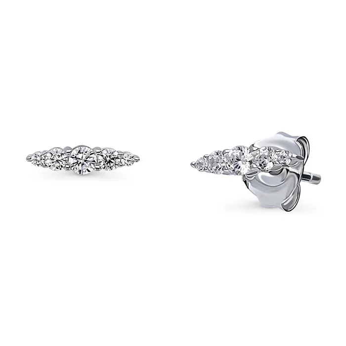 Bar CZ Stud Earrings in Sterling Silver BERRICLE Earrings