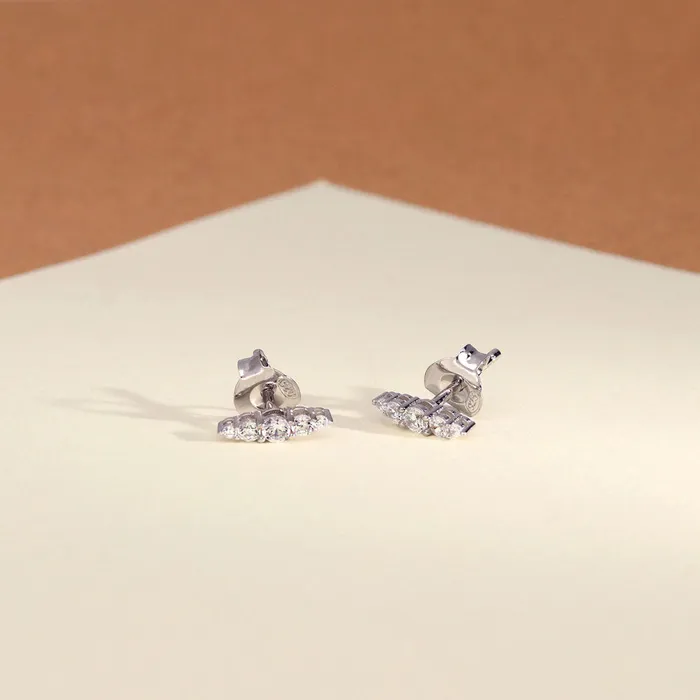 Bar CZ Stud Earrings in Sterling Silver BERRICLE Earrings
