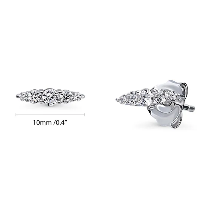 Bar CZ Stud Earrings in Sterling Silver BERRICLE Earrings