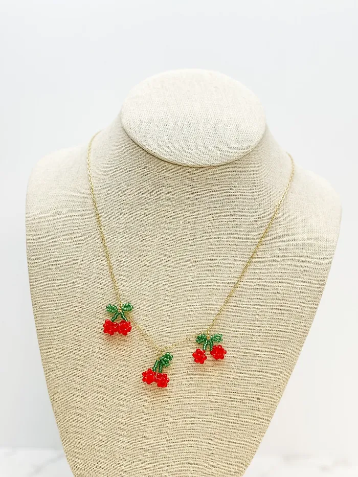 Beaded Cherry Necklace Prep Obsessed PR Necklaces