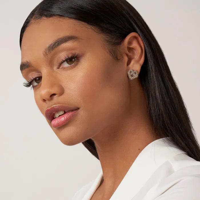 Beloved TwoTone Heart Stud Earrings LAGOS Earrings