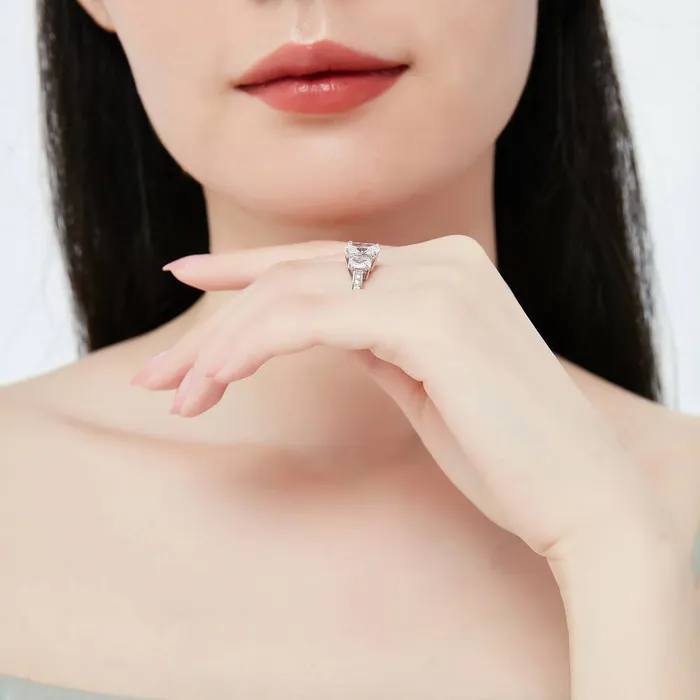 BERRICLE 3Stone 26ct Cushion CZ Ring in Sterling Silver Rings