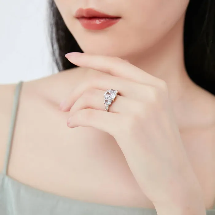 BERRICLE 3Stone 26ct Cushion CZ Ring in Sterling Silver Rings