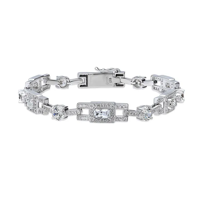 BERRICLE Art Deco CZ Chain Bracelet in Sterling Silver Bracelets