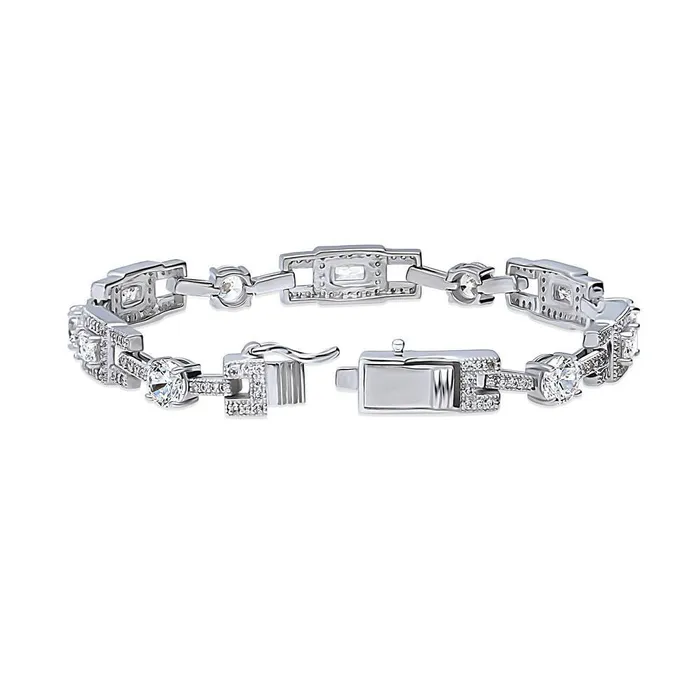 BERRICLE Art Deco CZ Chain Bracelet in Sterling Silver Bracelets