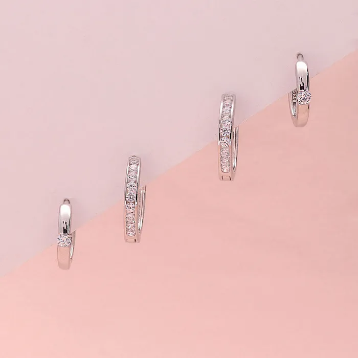 BERRICLE Bar Solitaire 08ct CZ 2 Pairs Earrings Set in Sterling Silver Earrings
