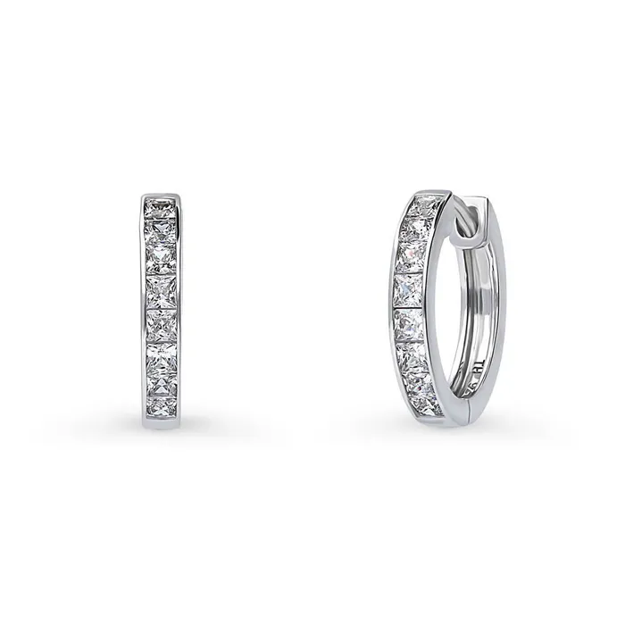 BERRICLE Bar Solitaire 08ct CZ 2 Pairs Earrings Set in Sterling Silver Earrings