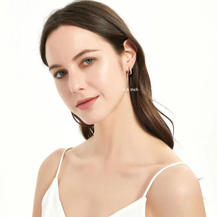 BERRICLE Bar Solitaire 08ct CZ 2 Pairs Earrings Set in Sterling Silver Earrings