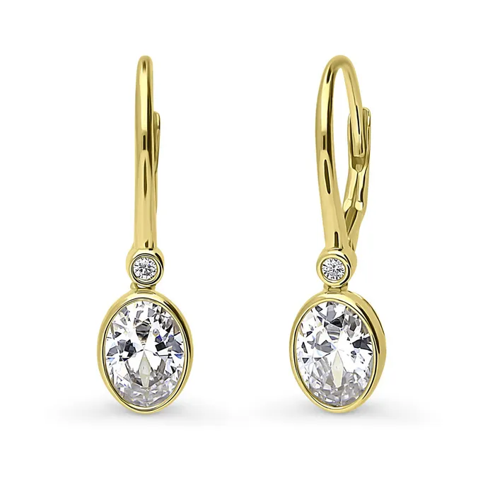 BERRICLE CZ Leverback Earrings in Sterling Silver Earrings