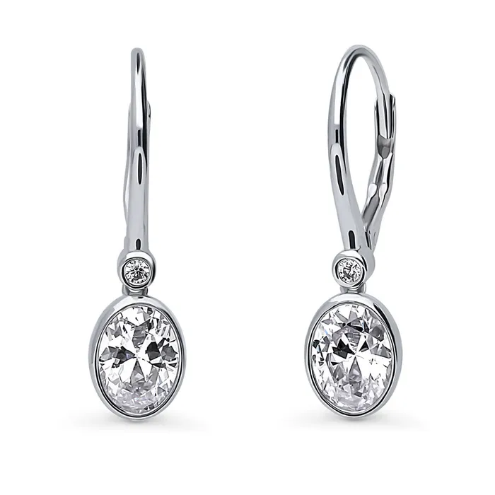 BERRICLE CZ Leverback Earrings in Sterling Silver Earrings