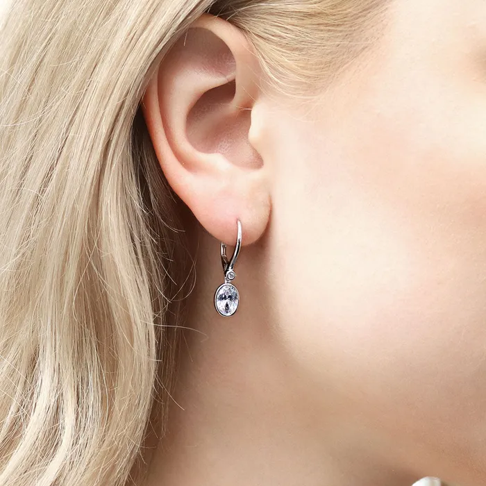 BERRICLE CZ Leverback Earrings in Sterling Silver Earrings