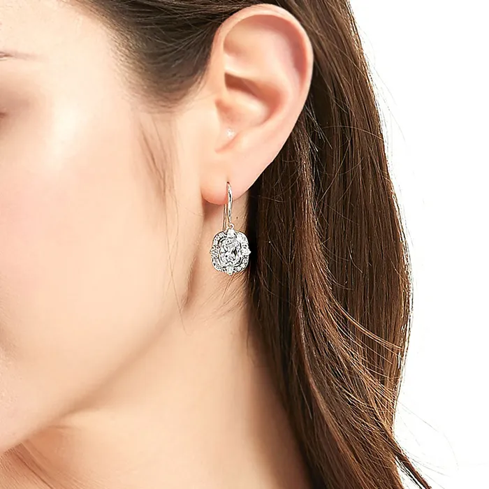 BERRICLE Earrings Art Deco CZ Fish Hook Earrings in Sterling Silver