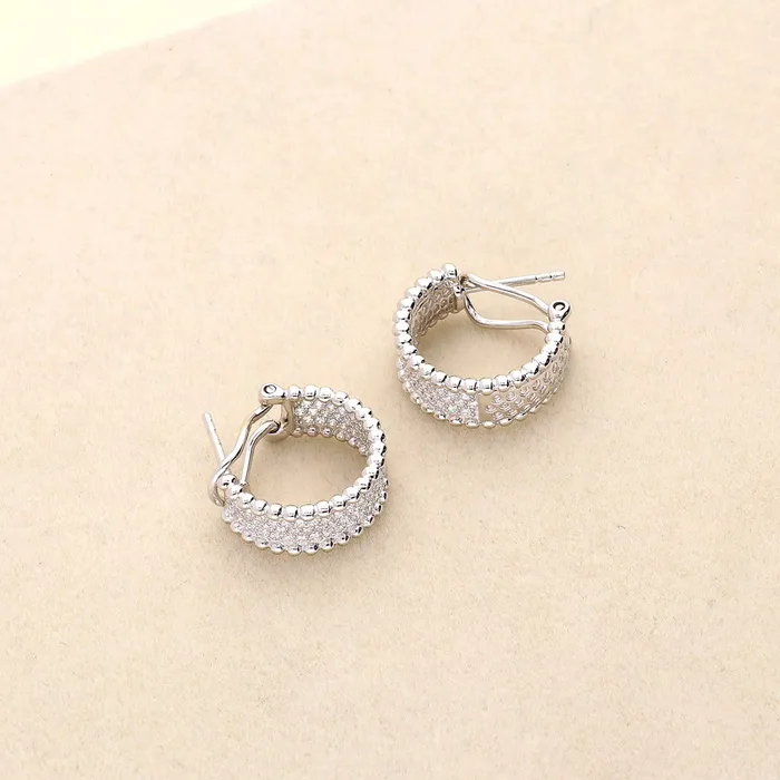 BERRICLE Earrings Bead CZ Medium Omega Back Hoop Earrings in Sterling Silver 067