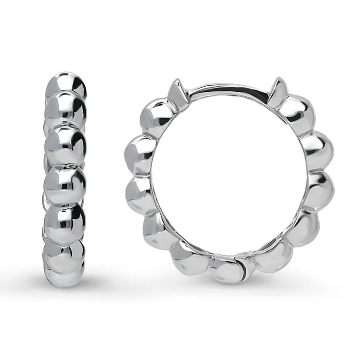 BERRICLE Earrings Bead Small Huggie Earrings in Sterling Silver 057