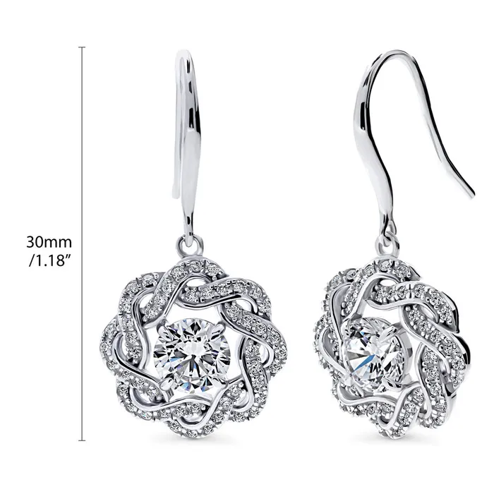 BERRICLE Earrings Flower Woven CZ Necklace and Earrings in Sterling Silver