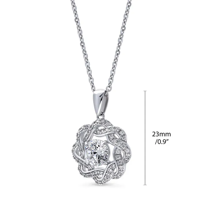BERRICLE Earrings Flower Woven CZ Necklace and Earrings in Sterling Silver