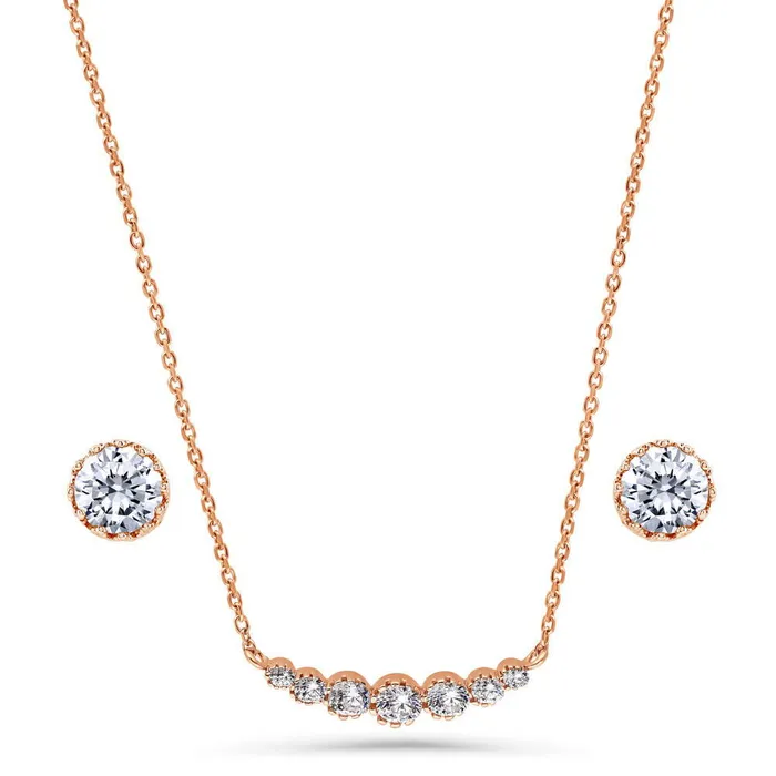 BERRICLE Earrings Graduated Solitaire Crown Set CZ Set in Sterling Silver