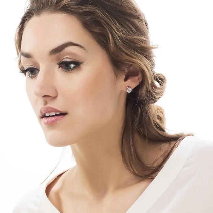 BERRICLE Earrings Graduated Solitaire Crown Set CZ Set in Sterling Silver